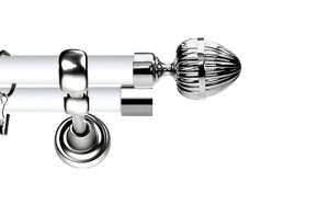 Karnisz Metalowy Prestige podwójny 19/19mm Milano INOX - biały