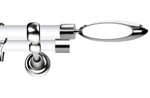 Karnisz Metalowy Prestige podwójny 19/19mm Mirella INOX - biały