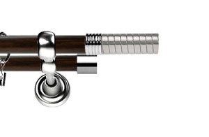 Karnisz Metalowy Prestige podwójny 19/19mm Optima INOX - wenge