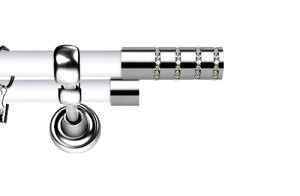 Karnisz Metalowy Prestige podwójny 19/19mm Rosetti Crystal INOX - biały
