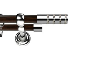 Karnisz Metalowy Prestige podwójny 19/19mm Rosetti Crystal INOX - wenge