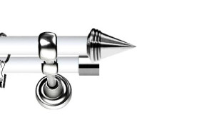 Karnisz Metalowy Prestige podwójny 19/19mm Stożek INOX - biały