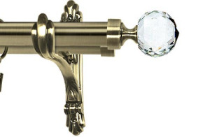 Karnisz stylowy barokko podwójny 25/19mm Beluna Crystal antyk mosiądz