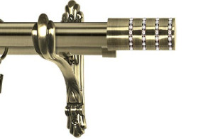 Karnisz stylowy barokko podwójny 25/19mm Rosetti Crystal antyk mosiądz