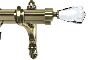 Karnisz stylowy barokko podwójny 25/19mm Travo Crystal antyk mosiądz