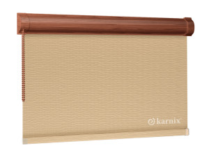 Roleta w Kasecie BASMATI (żakardowa) - Beżowy / mechanizm Orzech