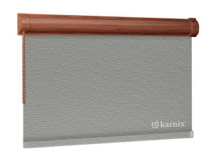 Roleta w Kasecie BASMATI (żakardowa) - Stalowy / mechanizm Orzech