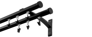 Karnisz szynowy ASPEN MODERNO podwójny 20/20mm Luna czarny mat