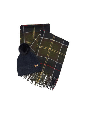 BARBOUR Geschenkset Beanie und Schal DOVER dunkelgrün damen