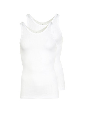 HUBER Trägershirt - Unterhemd  2-er Pkg. weiss   M herren