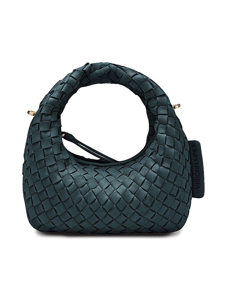 LES VISIONNAIRES Ledertasche - Mini Bag GRETA MICRO WEAVE SILKY dunkelgrün damen