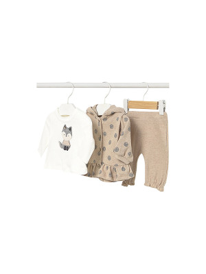 MAYORAL Baby Set 3-teilig Jacke, Langarmshirt und Hose beige   56 baby
