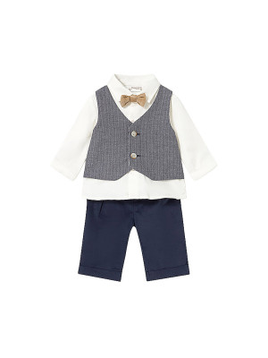 MAYORAL Baby Set 3-teilig Hemd, Hose und Gilet dunkelblau   62 baby