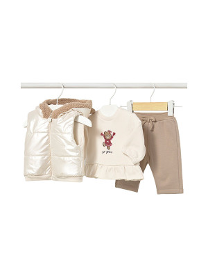 MAYORAL Baby Set 3tlg Steppgilet Sweater Hose  creme   68 baby
