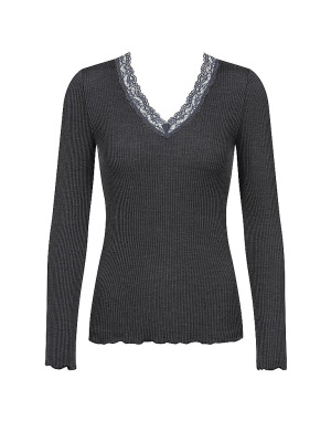 MEY Langarmshirt WOOL EXPRESSIVE thunder grey grau   L damen