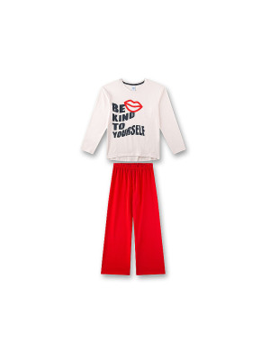 SANETTA Mädchen Pyjama 2-teilig Langarmshirt und Hose creme   152 baby