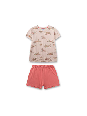 SANETTA Mädchen Pyjama 2-teilig T-Shirt und Shorts hellbraun   164 baby