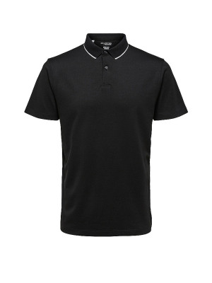 SELECTED Poloshirt SLHLEROY COOLMAX schwarz   S herren
