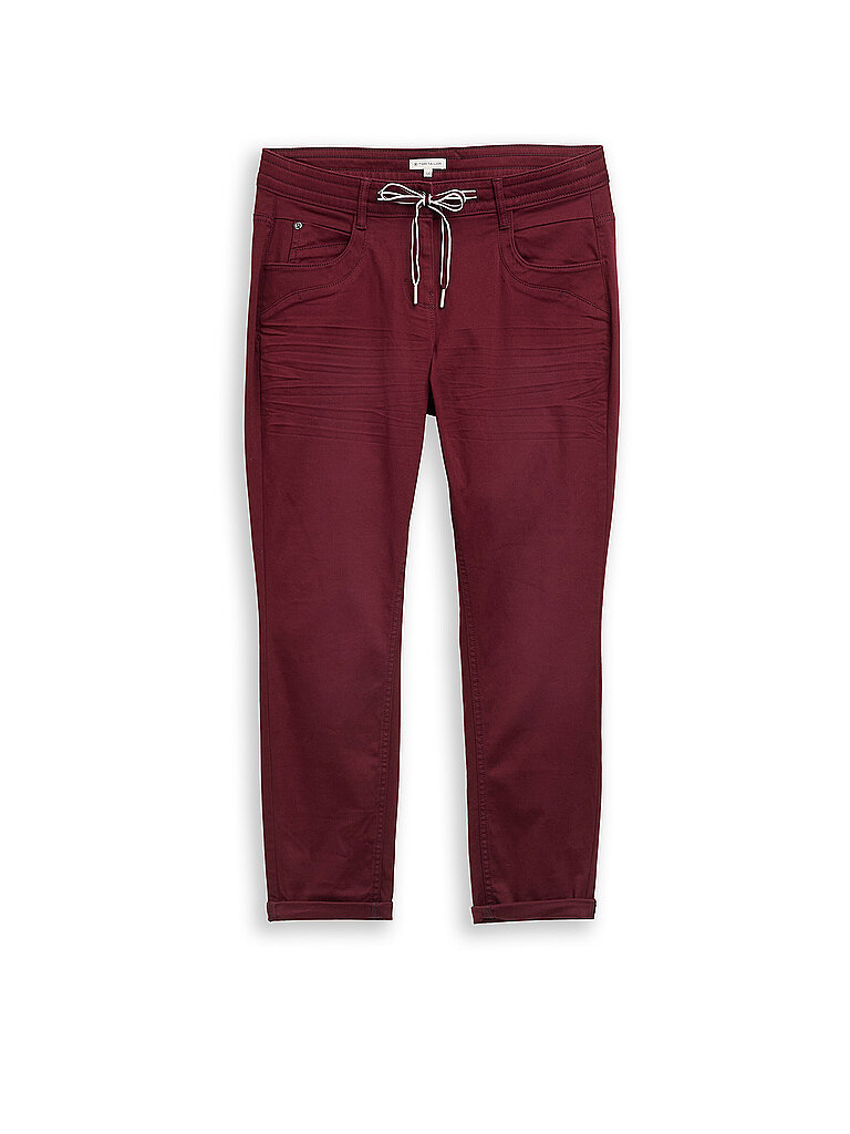 TOM TAILOR Hose Tapered Relaxed Fit 7/8 dunkelrot   42/L28 damen