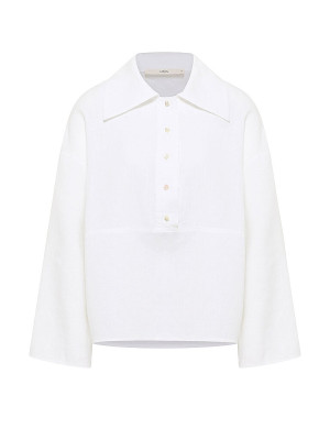 Lanius Blusa de lino corte oversized blanco   34