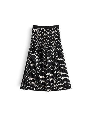 Opus Falda midi RIBANE LEAVES negro   34