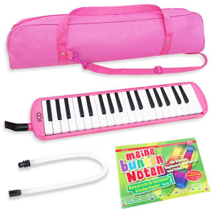 keepdrum Melodica Pink 37 Tasten mit Tasche und Notenheft