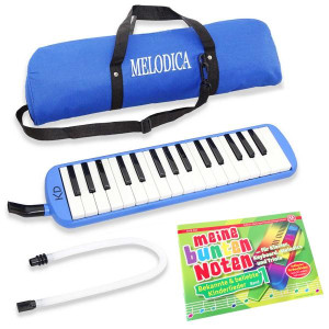 keepdrum Melodica Blau 32 Tasten mit Tasche und Notenheft