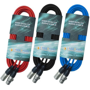 keepdrum DMX Kabel Set Rot Blau Schwarz 15m
