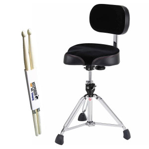Gibraltar 9608MB Schlagzeughocker mit Lehne und Sticks