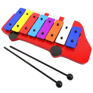 keepdrum Glockenspiel für Kinder Holz Feuerwehr Auto