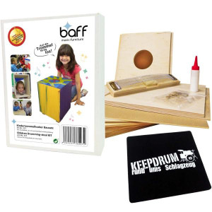 Baff Kinder-Trommel-Hocker Cajon Bausatz 38 mit  Sitz-Pad