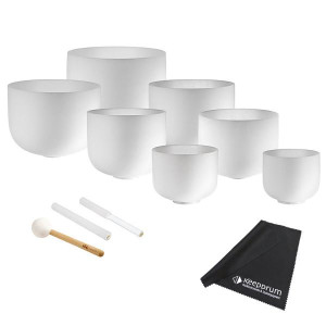 Meinl Sonic Energy CSBSETCHA Crystal Singing Bowl Chakra Set inkl Schlägel und Tuch