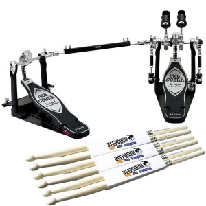 Tama Doppelpedal HP900PWN Iron Cobra Power Glide mit 3Paar Sticks