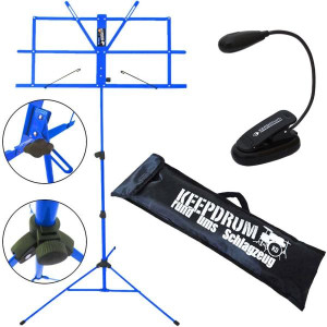 keepdrum MUS2BL Notenständer Blau mit Leuchte