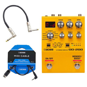 Boss OD-200 Hybrid Drive mit BMIDI-1-35 mit Patchkabel