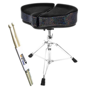Ahead SPG-BS-3 Spinal Glide Schlagzeughocker Black Sparkle mit Schlagzeugstöcken