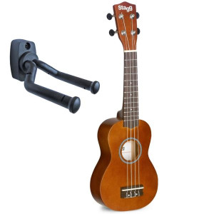 Stagg US-NAT Sopran Ukulele Natur mit Tasche mit Wandhalter