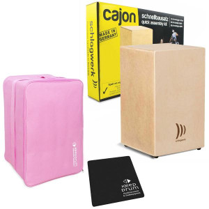 Schlagwerk Cajon Bausatz  CBA20S mit Tasche Pink und Sitzpad