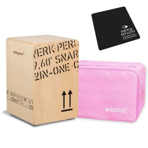 Schlagwerk CP403 Natur Cajon mit Bag Pink und Pad