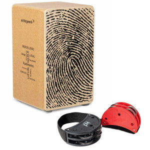 Schlagwerk Cajon CP82 Rudiments Fingerprint mit Fußtambourin-Set