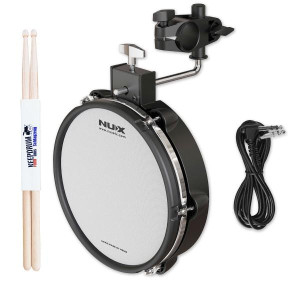 Nux E-Drum Pad DM-8 Tom-Set 10 Zoll mit Halterung und Schlagzeugstöcke 1 Paar