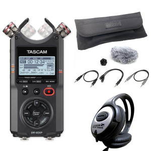 Tascam Audio-Recorder DR-40XP mit Kamera-Zubehörset und Kopfhörer
