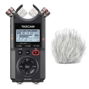 Tascam Audio-Recorder DR-40XP mit Fell-Windschutz