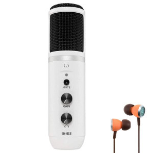 Mackie USB-Mikrofon EM-USB Weiss mit In-Ear Kopfhörer