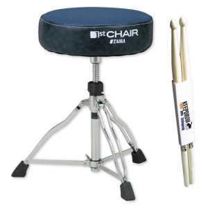 Tama Schlagzeughocker HT430CVNB Rundsitz Blau mit Schlagzeugstöcken