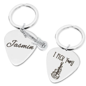 keepdrum Personalisierter Schlüsselanhänger Plektrum I Pick You mit Gravur