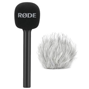 Rode Interview GO Handadapter für Wireless GO mit WSBW Fell-Windschutz