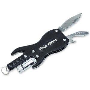 keepdrum Personalisierter Schlüsselanhänger Multitool-Gitarre Schwarz