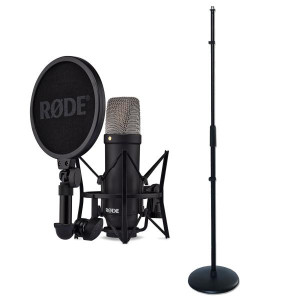 Rode Studio-Mikrofon NT1 Signature Black mit geradem Mikrofonständer
