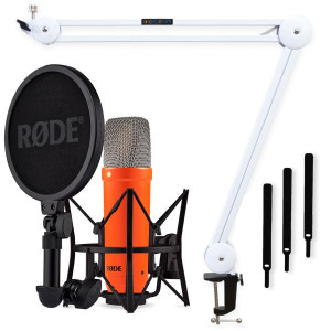 Rode Mikrofon NT1 Signature Orange mit Gelenkarm Weiss